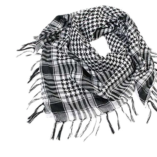 Fulltime(TM) 1PC Unisexe Arabe Shemagh Keffiyeh Palestine Foulard écharpe châle (Noir1)