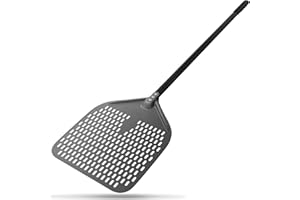 G.a HOMEFAVOR Pala para Pizza Perforada, Pizzas Paleta Espátula de Aluminio Anodizado Duro de 12 Pulgadas con Mango Largo Desmontable para Levantar Pizzas y Productos de Panadería para el Horno