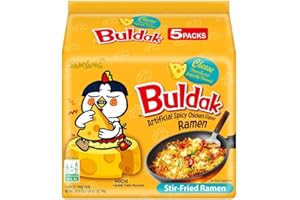 Samyang Nouille au Fromage, Hot Chicken Flavor Ramen with Cheese, Nouille Piquante au Fromage, Ramen Coréen 140g (Pack de 5 sachets)