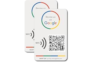 Pegatinas para Reseñas de Google - Pack 2 Pegatinas QR & NFC - Déjanos tu Reseña en Google - iPhone & Android - Pegatina para Impulsar tus Reseñas - Configuración en Casa | MESSAGENES