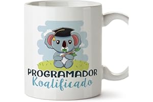 MUGFFINS Tazas para PROGRAMADOR hombre - En Español - Koalificado/koalificada - 11 oz / 330 ml - Regalo original y divertido
