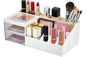 Auptiz Make-up Organizer mit Schubladen Beauty Organizer Make-up Lagerung Kosmetische Schminktisch Organizer ür Dresser Schlafzimmer Badezimmer (2 Schublade)