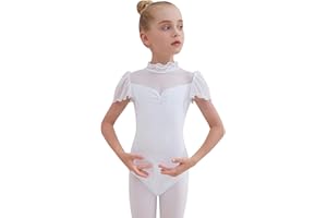 Tancefair Ragazza Vestito da Balletto Body Danza Claasica Vestito da Balletto Leotards per Bambine Ginnastica Leotards Manica a volant Ginnastica Abito da ballo 2-13 Anni