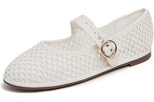 Feversole Women's Canvas Mary Jane Fashion，Scarpe Basse Classiche da Donna Décolleté Eleganti Mary Jane con Fibbia Morbida Scarpe da Ballo per Balletto per Donna