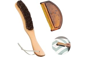 MisFun Cepillo Ropa, Cepillo Quitapelusas Ropa, Cepillo Ropa Pelusa, Mango de Madera Antiestático, para Quitar Pelusas, Pelos y el Pelo de Mascota de la Ropa y el Mobiliario