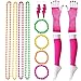 Produktbild Keriber 14 Stück Kunststoff Neon Armbänder Multicolor Bead Halsketten Beinwärmer lange Fischnetz Handschuhe Beleuchtung Ohrring 80er Party Kostüm Zubehör Set (Stellen Sie B ein)