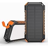Solar Charger 26800mAh, Riapow Solar Power Bank with 3 Outputs & 60 LED Lights, USB C Quick Charge Portable Charger High Capa