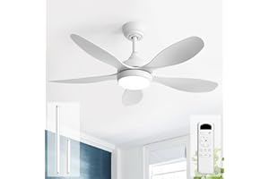 Sofucor Ventilateur Plafond avec Lumiere et Telecommande, 107cm, Silencieux DC Réversibles, Minuterie, 6 Vitesses, LED Lampe Ventilateur Plafond pour Salons Chambre