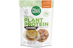 Plant Basics - Hearty Plant Protein - Unflavored Chunks, 1 lb, Non-GMO, Gluten Free, Low Fat, Low Sodium, Vegan, Meat Substitute