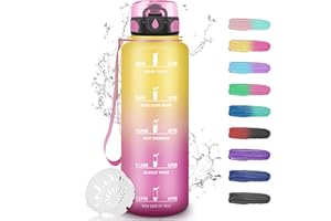 GRSTA Bouteille d'eau 1,5l, Gourde Sport avec Filtre, Bouteille d'eau, Bouteille Motivation avec Slogan de Motivation, Facile à Nettoyer, Bouteille Plastique pour Running, Sport, Vélo, Musculation