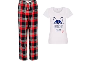 60 Second Makeover Limited Frenchie Mum Pyjamas Ladies Tartan Trouser Bottoms Pyjama Mothers Day French Bulldog