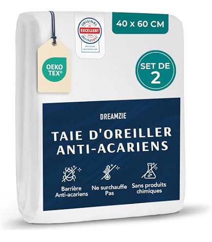 Housse Anti-Acariens Intégrale Pour Oreiller - Fabriquée En France - Garantie 10 Ans - Pour Allergiques
