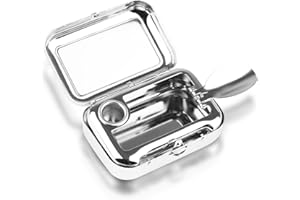 HOPTON Portable Ashtray, Pocket Ashtray with Lid, Stainless Steel Portable Ashtrays for Cigarettes, Odour-Proof Portable Cigarette Butt Box for Outdoors Travel Camping Car Bar