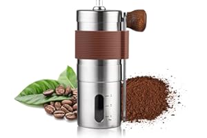 Ankrs Macina Caffè Manuale, Portatile Macinacaffè in Acciaio Inossidabile, Coffee Grinder con Smerigliatrice in Ceramica, Piccolo, Regoliable e Lavabile con l'acqua - con Manicotto in Silicone Nero