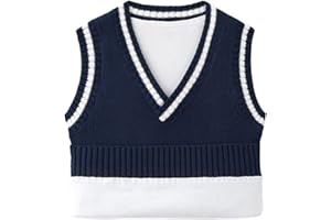 Verve Jelly Gilet per bambini e bambine, gilet con scollo a V, senza maniche, maglione lavorato a maglia, uniforme, pullover, vestiti primaverili e autunnali