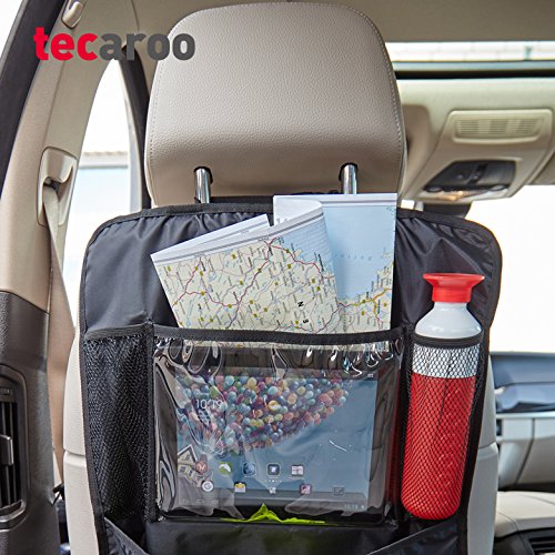 TECAROO 2er-Set Rücksitz Organizer / Rücksitztasche in schwarz mit 2 Jahren Zufriedenheitsgarantie – Auto Rücksitzschoner / Rücksitz-Organizer / Rückenlehnenschutz / Autositzschoner / Auto-Organizer / Auto Organizer / Sitztasche / Sitzlehnentasche / Auto-Sitztasche - 5