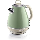Ariete Vintage Elektrikli Su Isıtıcı Yeşil 2869/04 - Paslanmaz &Ccedil;elik, Retro Kettle, 1,7 Litre 2000 Watt, Otomatik Kapanma, Ka