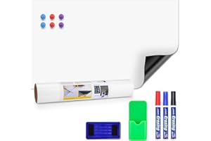 JEFURE Magnetische Whiteboard Folie, 30×50cm Magnetfolie Selbstklebend, Abwischbares Whiteboard Magnetisch mit Marker und Schwamm, DIY Magnettafel für Glatte Oberflächen in Schulen, Büros und Haus