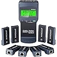 Network Cable Tester RJ45 - VXSCAN Network LAN Phone Length Cable Tester Meter for Cat5, Cat6, 5e, 6e Location of Break, Length Measurement, Continuity Testing Tool with 8 Remote Units