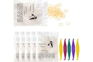 PYRUVAE Zähne Gummiband, 500 Stück Kieferorthopädische Elastische, Kieferorthopädische Elastiken mit 5 Stück Platzierer für Zahnspangen für Zahnlücken, Zahnspangen, Krumme Zähne (Eichhörnchen 5/16")
