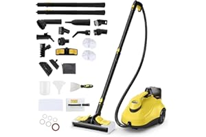 ‎RELAX4LIFE RELAX4LIFE Dampfreiniger 2000W, Dampfdruck: 5 bar, Flächenleistung: 108 m², Tank: 1,8 L, Aufheizzeit: 8 min., mit 22 Zubehörteilen, Dampfsauger für Teppiche, Böden, Fliesen, Fenster, Polster (Gelb)