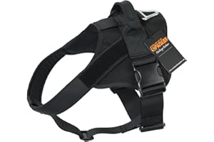 EXCELLENT ELITE SPANKER Uprząż dla psa do nauki patrolu, nieśmiertelnik, kamizelka dla psa (czarna-L)