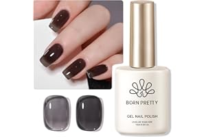 Born Pretty 15 ml U V esmalte de uñas Shellac – Jelly Negro Gel Esmalte de uñas Natural Translúcido Shellac Esmalte de uñas efecto gelatina uñas francesas para arte de uñas DIY 75% Mily Jelly