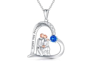 AOBOCO Rocznica ślubu, prezenty urodzinowe dla żony, dziewczyny, srebro wysokiej próby "I Love You Forever" naszyjnik z sercem, Kryształ, Kryształ