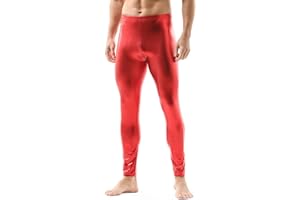 QiaTi Herren Kunstleder Enge Hose Männer Leggings Lange Hosen PU Skinny Slim Pants Kunstlederhose Herren Club Dance