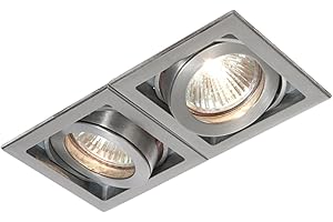 NATIONAL LIGHTING Xeno 2 Way Modern GU10 Adjustable Tilt LED Compatible Mains Voltage Boxed Aluminium Recessed Downlight
