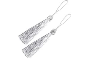 MAKHRY 20pcs 15.5cm/6 Inches Silky Floss Bookmark Tassels with 2-Inch Cord Loop and Small Chinese Knot for Jewelry Making, Souvenir, Bookmarks, DIY Craft Accessory (Silvery Grey)