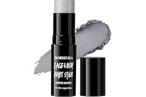 BOBISUKA Grey Face & Body Paint Stick Water-Based Washable Face Paint Makeup Stick for Halloween Skeleton, Skull, Zombie, Vampire, Cosplay, SFX, Sports Eye Black & Costume Party