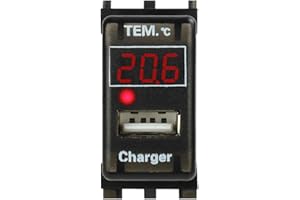 Jtron Chargeur de voiture avec interface USB 5 V 2,1 A et thermomètre intérieur/extérieur pour Nissan, Qashqai, Tiida, X-Trail, Sunny, NV200, Teana