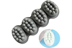Bustlwor Moldes de Silicona para Masajear la Barra, 4 Cavidades Moldes de Jabón, Molde de Silicona, para Molde Jabón Chocolate Gelatina Casera Bricolaje (4 Cavidades, Gris)