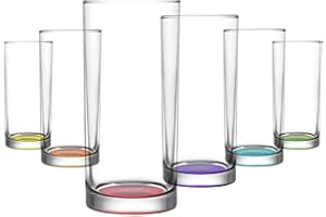 FANGZIN technic24 LAV'6 pièces verres à eau 295 ml avec fond boissons Verres à Jus en Verre colorées série LIBERTY Coral