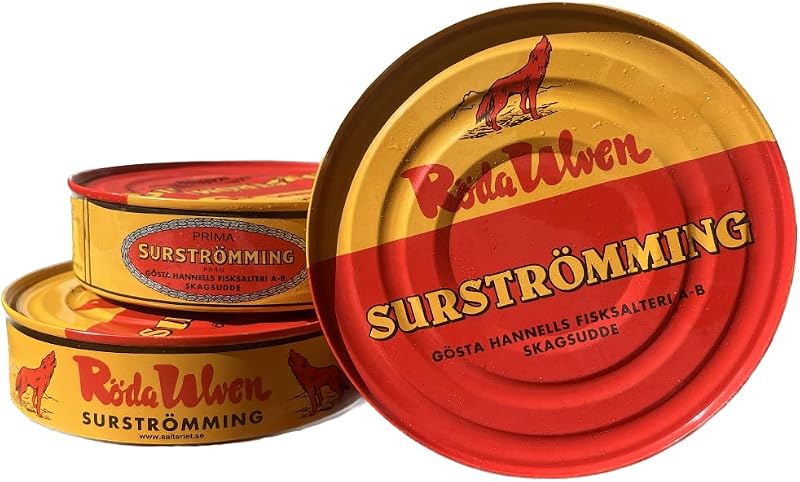 Surströmming ARENQUE | Especialidad sueca | Röda Ulven 300g/400g Lata (arenque fermentado) | Desafío Surströmming | Pescado de Suecia