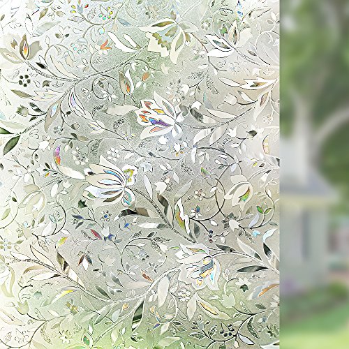 Rabbitgoo® 3D Fensterfolie Dekorfolie Sichtschutzfolie Fensterschutzfolie Selbsthaftend, Statisch Haftend, Anti-UV, Upgrade Version 60*200cm