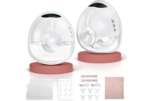 Lulia Sacaleches Electricos Manos Libres, Extractor De Leche Materna Portátil, 4 Modelos 9 Pasos, Indoloro, Sin BPA， Bajo Ruido, Con Brida 17/19/21/24 mm (Gris, 2 Piezas)