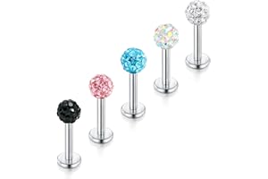 Briana Williams 1.2mm CZ Cristallo Palla Piccolina Labret Anello al Labbro Trago Helix Orecchio Stud Piercing Gioielli 6/8/10/12mm