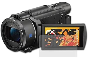 atFoliX Panzerfolie kompatibel mit Sony FDR-AX53 Schutzfolie, entspiegelnde und stoßdämpfende FX Folie (3X)