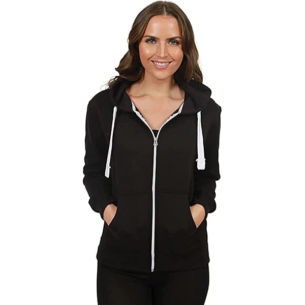 Sweat à Capuche Femme WearAll - Zip Devant, Manches Longues, Poche Kangourou - 100% Coton, Coupe Confortable Taille 36-42 - 3