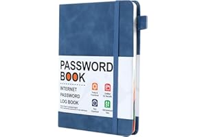 SEESUNO Password Book Alphabetical with Tabs, 120 Pages Small Password Book for Seniors Managing Website Address & Logins (16 x 12cm, Blue)