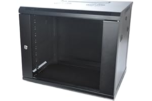 ‎KOSCOM CONNECT Koscom Connect Netzwerkschrank 9 HE I Serverschrank 19 Zoll I Wandmontage 600 x 450 x 505 mm I voll montiert I Server Gehäuse mit abschließbarer Glastür I Traglast 60 kg I Schwarz
