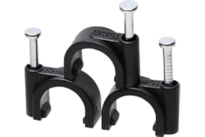 TBRAND Round Cable Clips, 100Pcs Steel Nails Tacks Holder for Organizing Electric Wires Cables Line TV, 10mm (Black)