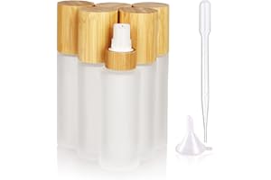 COSIDEA Lot de 6 flacons vides de 60 ml avec couvercles en bambou givré avec pompe à lotion, flacons rechargeables pour crème cosmétique, articles de toilette