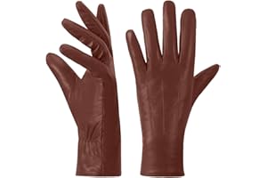 Harssidanzar Guanti invernali da donna in pelle Fodera in caldo cashmere Touch screen Finitura vintage GL017EU