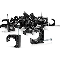 25-Pack Black J-Hook Clamps For 1-Inch PEX Piping - Easy Half-Clamp Design, Durable Plastic, Pipe Support