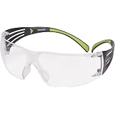 3M SF401AF Safety Glasses, Black/Green Frame, Clear Lens