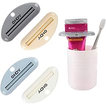 Aoresac Portaspazzolini Da Parete: Set Da Bagno Con 4 Bicchieri, 2 Dispenser Dentifricio E 5 Slot