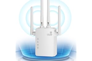 JICICUXI WIFI Extender Booster, Dual Band 1200 Mbps WIFI Range Extender, WIFI Repeater - Wireless Internet Booster with Ethernet Port, With 4 antennas and plugs, Easy Setup, WIFI boosters for home(White)